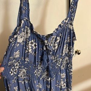 Sky blue Maxi dress with white flowers Size XL